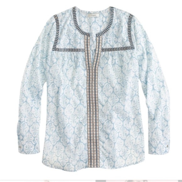 J. Crew Tops - J. CREW Embroidered Boho Tunic Pullover Blouse 4